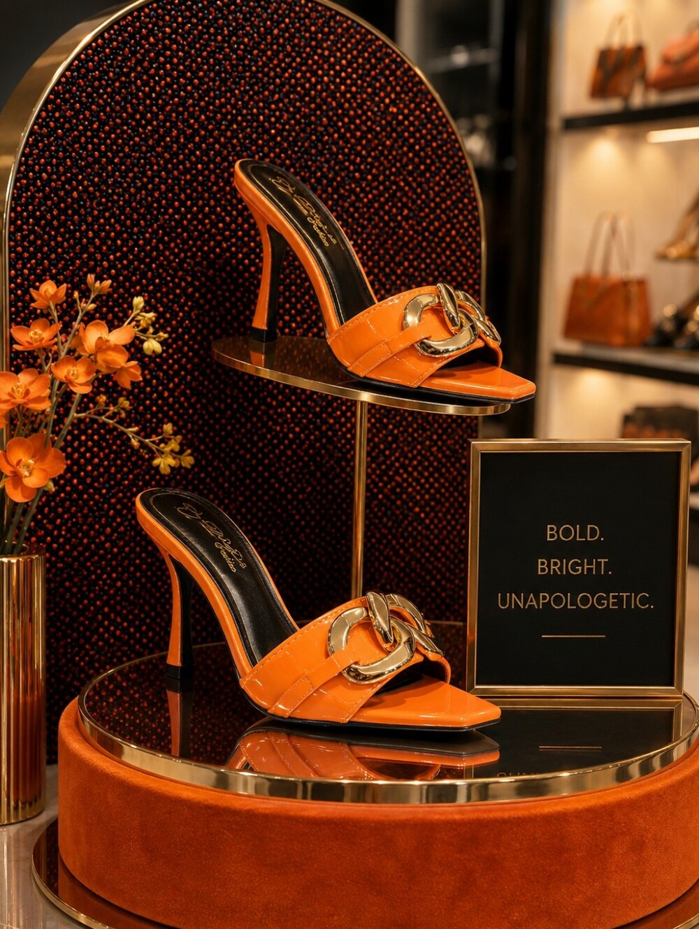 Elegant Tan Heels with Gold Chain
